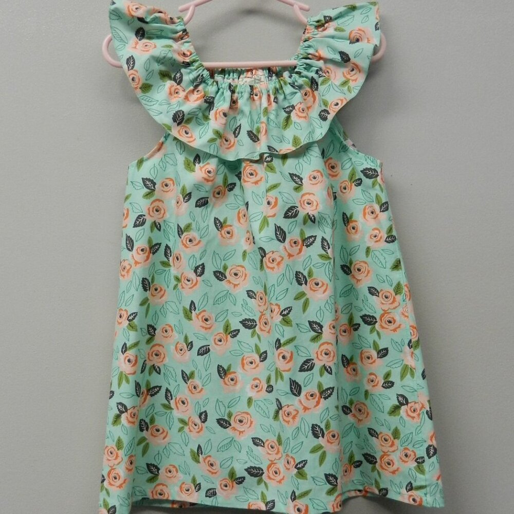 Matilda Jane Puffer Dress Green w/Peach Roses size 4
